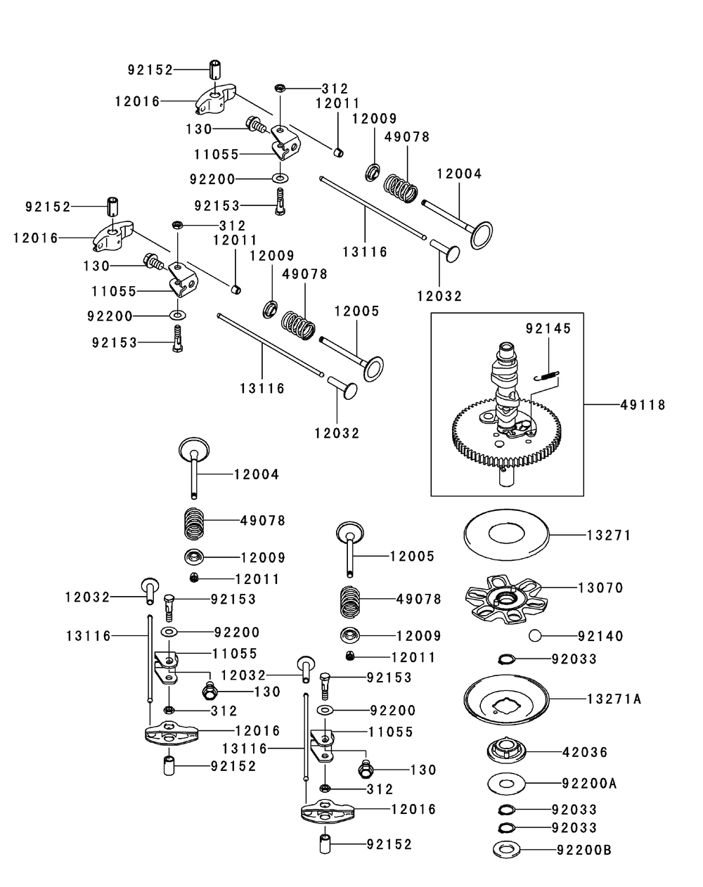 Kawasaki Fr730v-As05 Valve And Camshaft Diagram and Parts List for Z-FORCELZ54 (17BIDAGC-17BIDAGC010)(2015) Cub Cadet Lawn Tractor